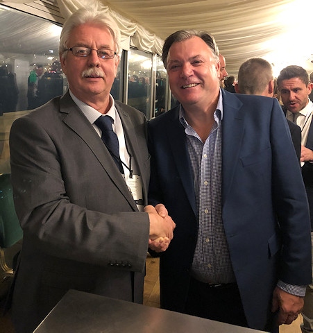 Kevin Sartain, Principal of Beech House, with the main speaker of the Parliamentary Review Gala, former politician, Ed Balls