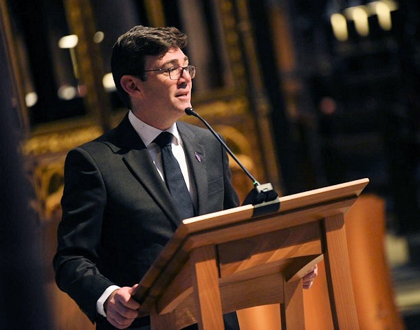 Mayor of Greater Manchester Andy Burnham at the Holocaust Memorial Day commemoration