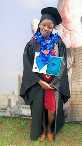 Rehema Ngumbao at her graduation from the University of Nairobi, with her degree in Law