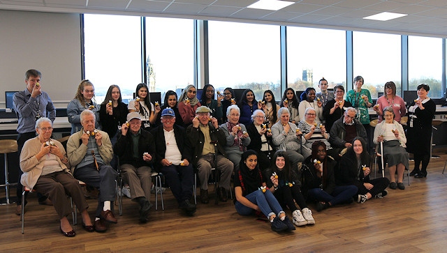 Younger and older generations get together to share life experiences and gain new skills