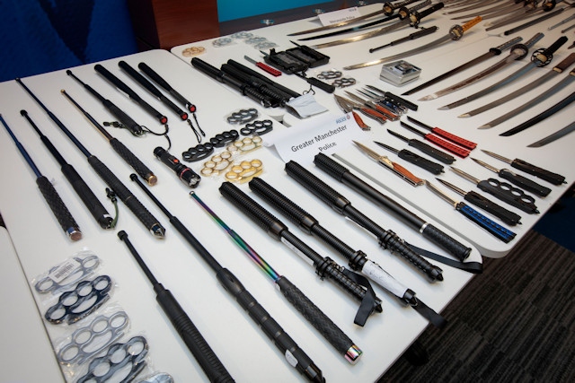 Knives and other weapons seized by GMP