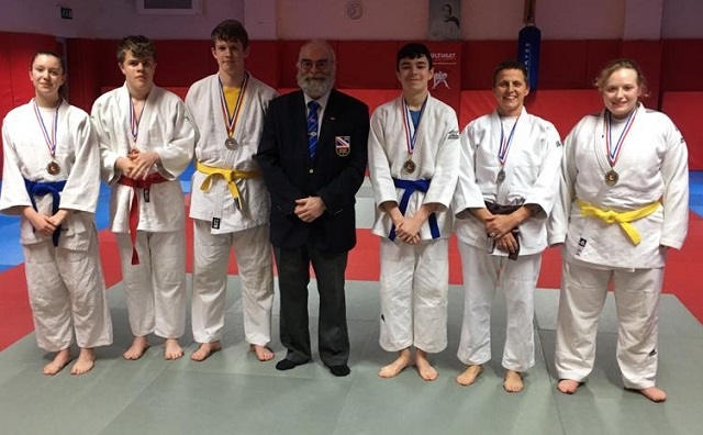 Rochdale Judo Club Senior Championship winners with British Judo Association referee Dave Harrison
