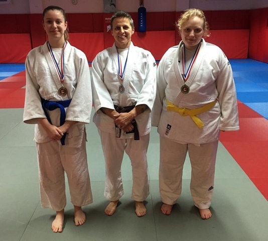 Rochdale Judo Club Senior Championship Women winners Daisy Winter, Debbie Schofield and Emma Taylor