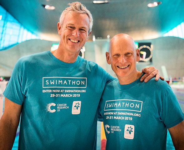 Mark Foster and Duncan Goodhew are supporting Swimathon 2019, raising vital funds for Cancer Research UK and Marie Curie