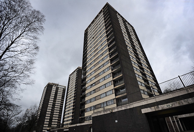 View of Rochdale’s iconic Seven Sisters tower blocks