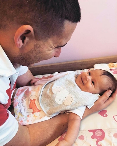 Neil Taylor with baby Annabelle