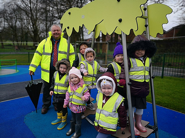 Councillor Neil Emmott with children from Supertots