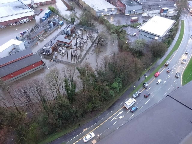 Flooding at substation and surroundings near College Bank Way - Michael Taylor
