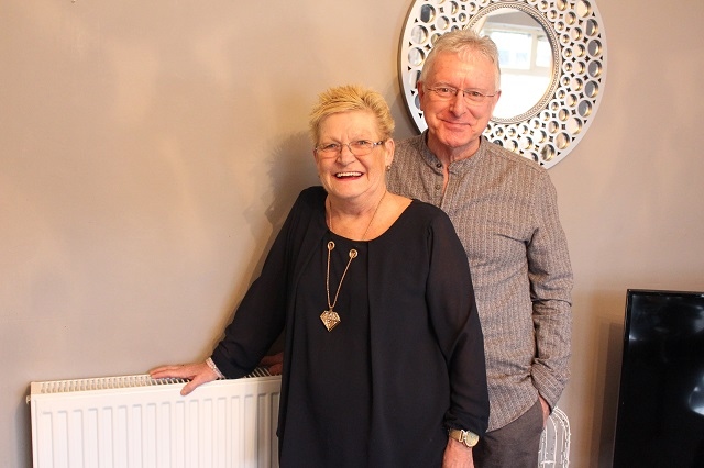 Eirene and Bob Holt with their new central heating system 