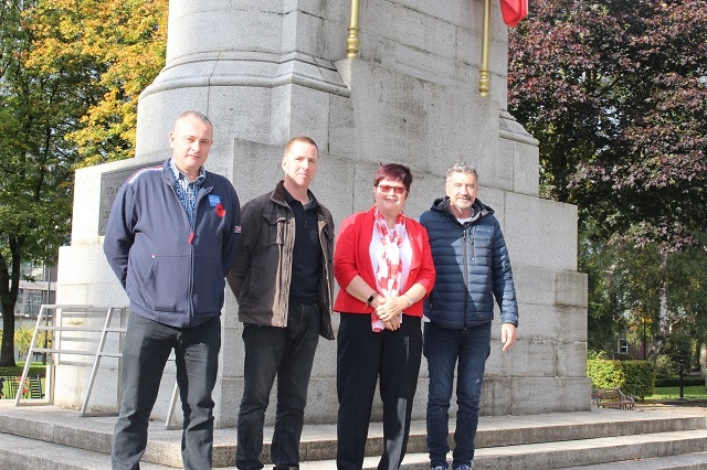 Caen Matthews, council armed forces officer; Stephen Burke, S Burke Stonewaller and Agricultural Services; Councillor Janet Emsley, cabinet member for armed forces; Chris Aughey, Littleborough painter and decorator