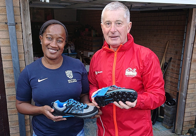 Local race organiser Andy O'Sullivan MBE with Olympian sprinter and former Commonwealth gold medallist Paula Dunn MBE