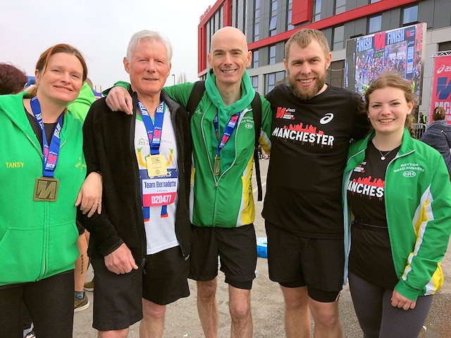 Team Bernadette Bower ran for Springhill Hospice in the Manchester Marathon
