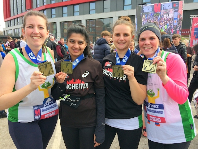 A team from Oulder Hill Community School ran for Springhill Hospice in the Manchester Marathon