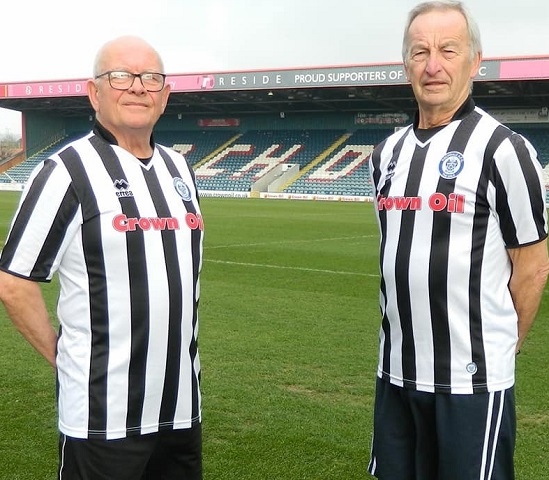 Steve Colesby and Bill Charlton from Rochdale Walking Football Club over 70s NW squad