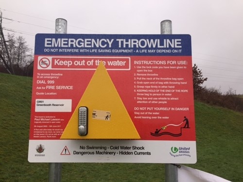 Throwline boards are installed to help those in water and also provide information which is given to control operators when 999 is dialled – allowing them to send firefighters to the exact location