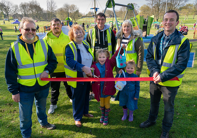 Cutting the ribbon and declaring the park