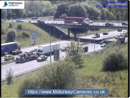 CCTV motorway traffic camera of the M62 eastbound motorway at junction 20