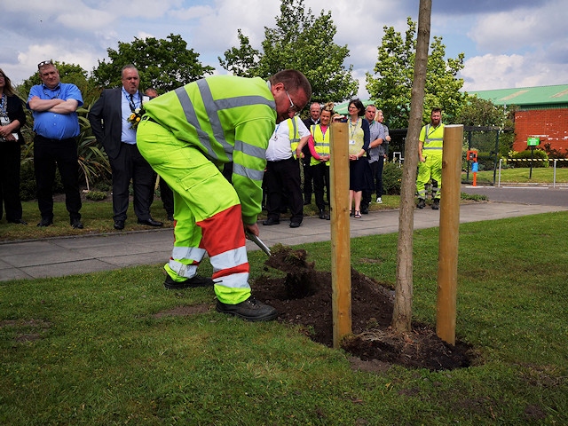 A tree was planted in memory of Fusilier Lee Rigby and the 22 killed during the Manchester Arena bombing