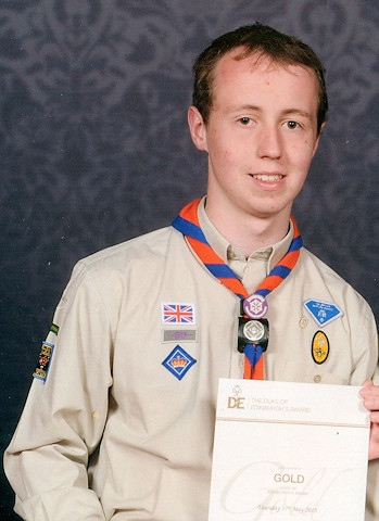 Alex with his gold Duke of Edinburgh award