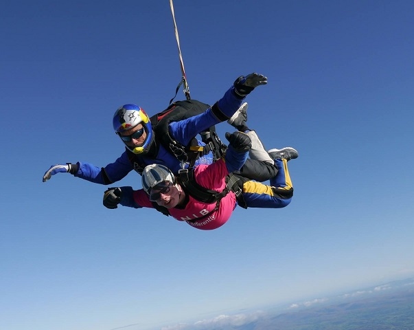 Kieron Hurst, skydiving, has been recognised with an RNIB Award for Excellence in Volunteering 