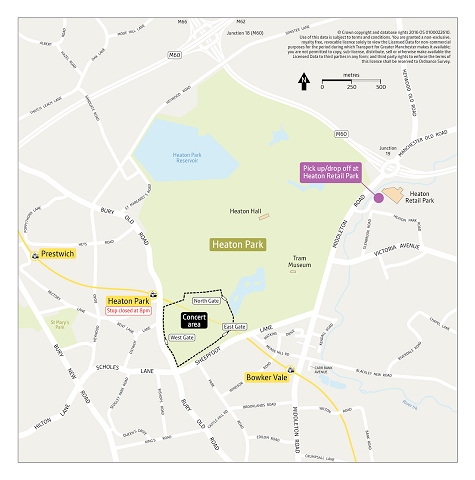 Heaton Park drop-off map