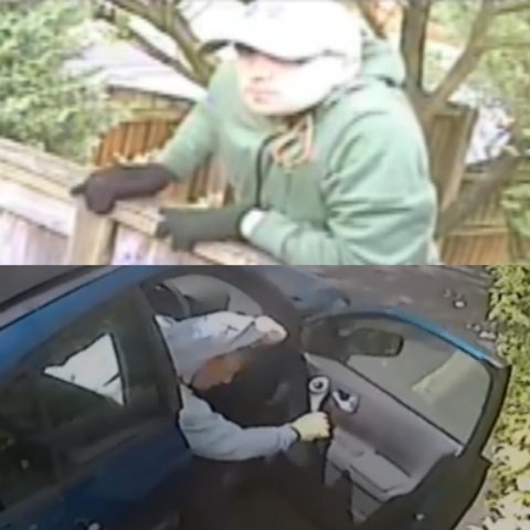 CCTV of men at property on Buckley Hill Lane in Milnrow 