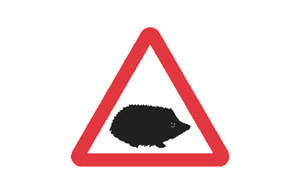 The new road sign, featuring a hedgehog