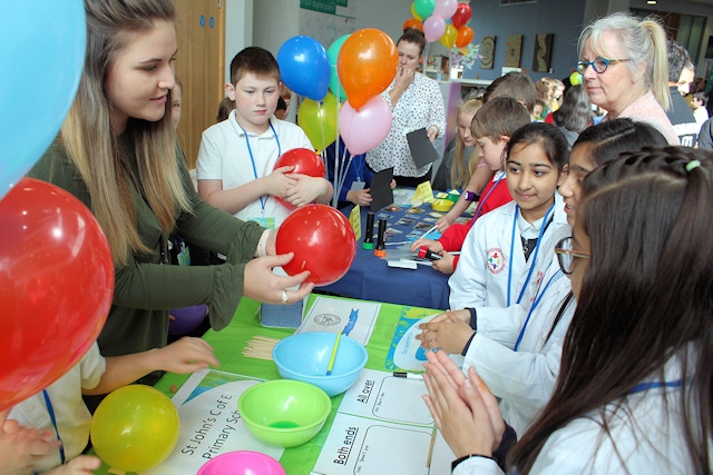 St John's CofE experiment with balloons