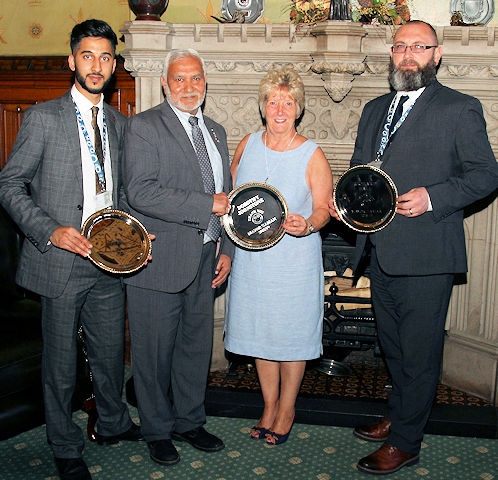 Former Mayor, Councillor Mohammed Zaman with his mayoral team, Nazam Suleman (far left), Dorothy Johnstone (second right) and Richard Hall (far right)