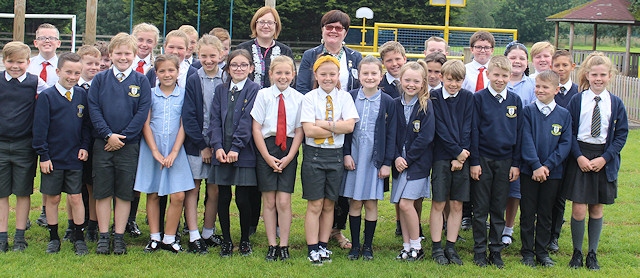 Year 5 pupils at St Peter's RC Primary School in Middleton celebrate the competition win