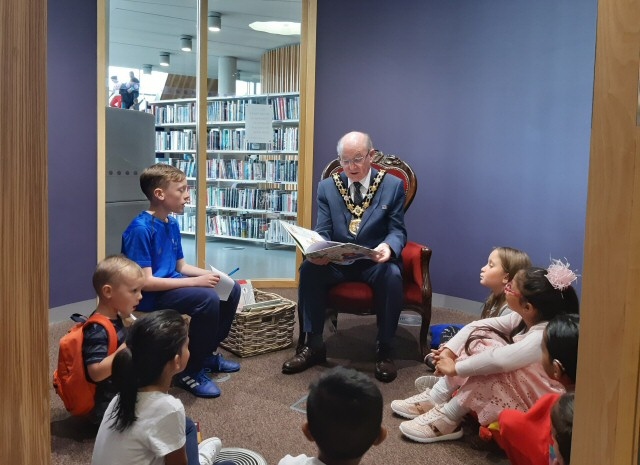 Mayor Billy Sheerin attended Rochdale's first ever Children's Literature Festival at Number One Riverside