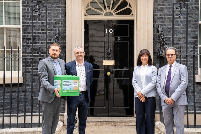 NSPCC petition calling for new laws to keep children safe online petition – which backs the charity’s Wild West Web campaign being handed in to 10 Downing Street 