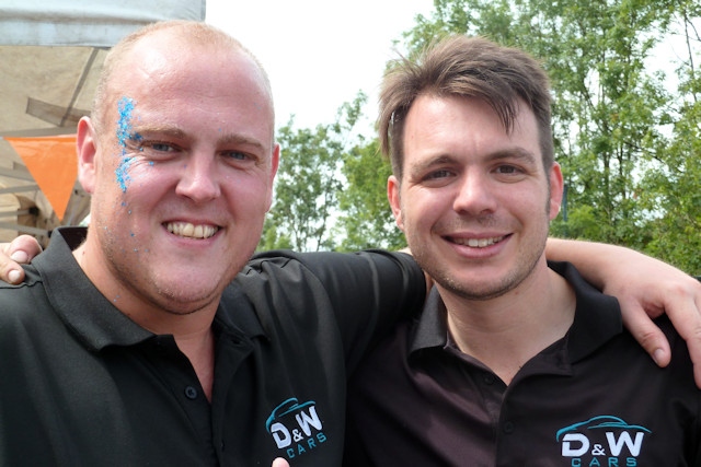 Stuart Wild (left) of D&W Cars, is undertaking a series of challenges for Springhill Hospice (pictured with business partner John Dawson in 2019)