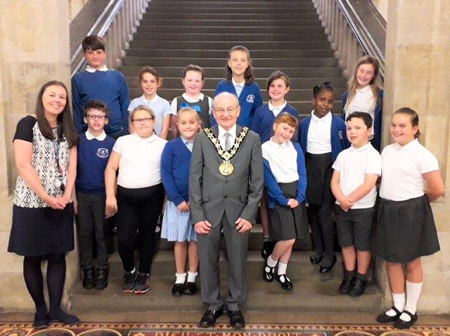Mayor Billy Sheerin invited St Gabriel's Primary School Choir for a tour of Rochdale Town Hall