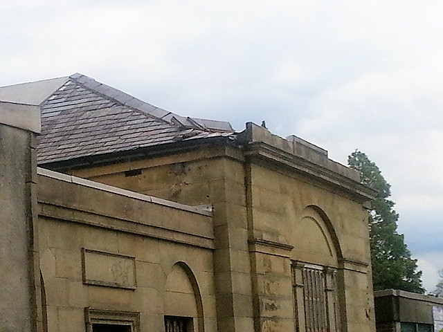 Damage was caused to the façade roof of the grade-II listed Falinge Hall 