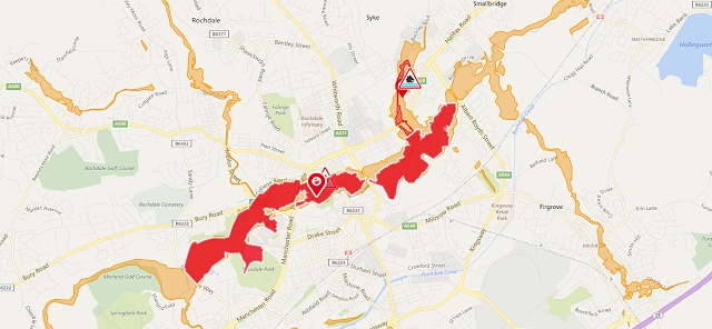 Flooding is expected at the River Roch in Rochdale - 6:44pm Sunday 28 July 2019