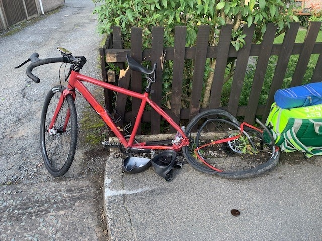 The bicycle following the collision