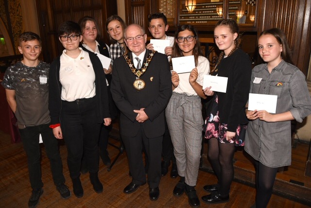 Young people from Darnhill Youth Club who helped organise the event with the Mayor of Rochdale