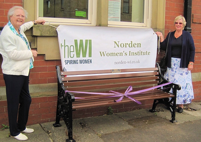 The new bench outside the old Norden Library following fund raising by the Norden Women's Institute