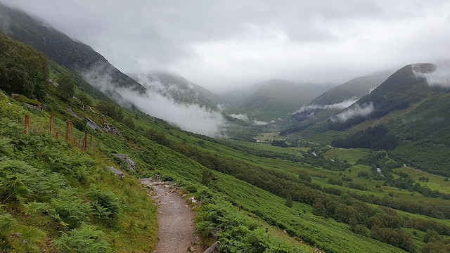 Climbing Ben Nevis on an overcast day