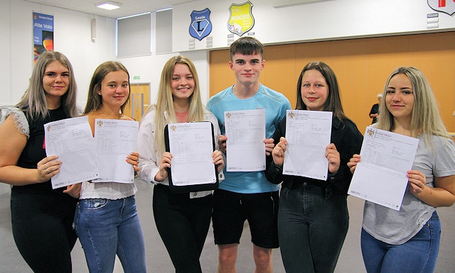 Some of Siddal Moor's class of 2019 collecting their GCSE results