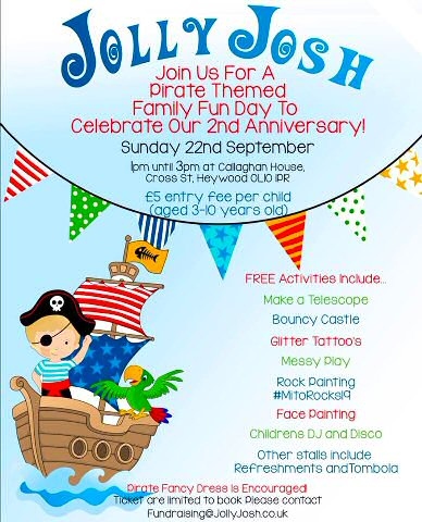 Jolly Josh is celebrating its 2nd anniversary on Sunday 22 September with a pirate-themed family fun day