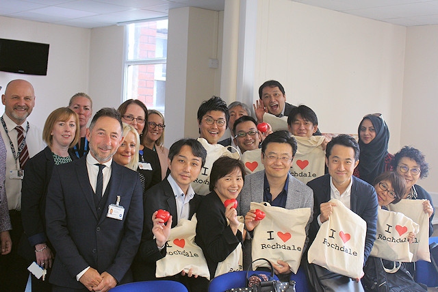 The Japanese delegation, with council officials and health leaders, during their visit to Rochdale 