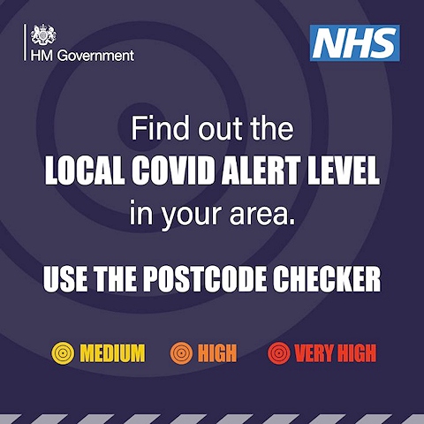 The postcode checker can be used to find out the Local COVID Alert Level in your area