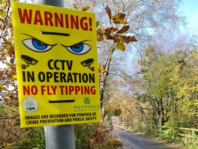 Signs for the new CCTV in Ashworth Valley