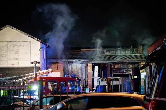 Fire at industrial unit on Crawford Street