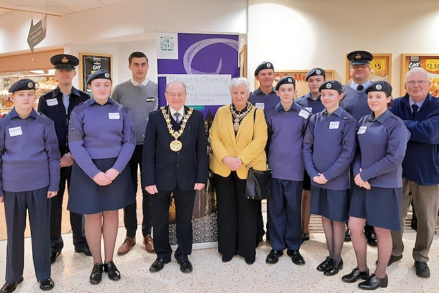 2301 Heywood Squadron – RAF Air Cadets helped with bag packing at Morrisons, Heywood to raise money for the Mayor's Charity Appeal