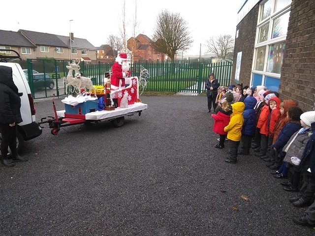 Santa pays a visit to a local primary school