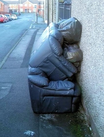 The waste was found on top of a discarded sofa