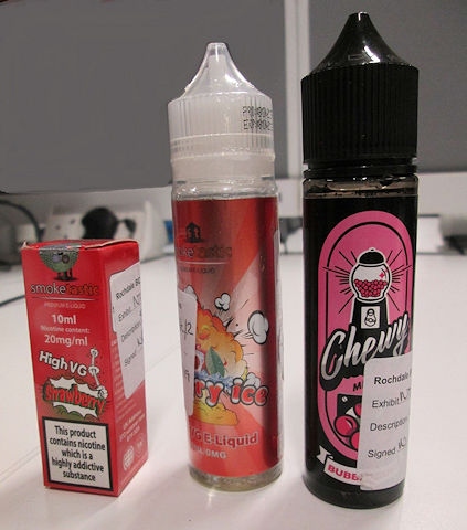The e-liquids sold during the exercise